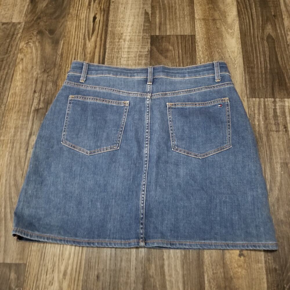 Tommy Hilfiger Womens Jean Skirt 12 Denim Y2K Mini Short Zipper Medium Wash - Picture 11 of 12